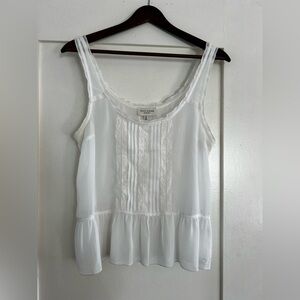 Gilly Hicks White Lace Pintuck Peplum Camisole